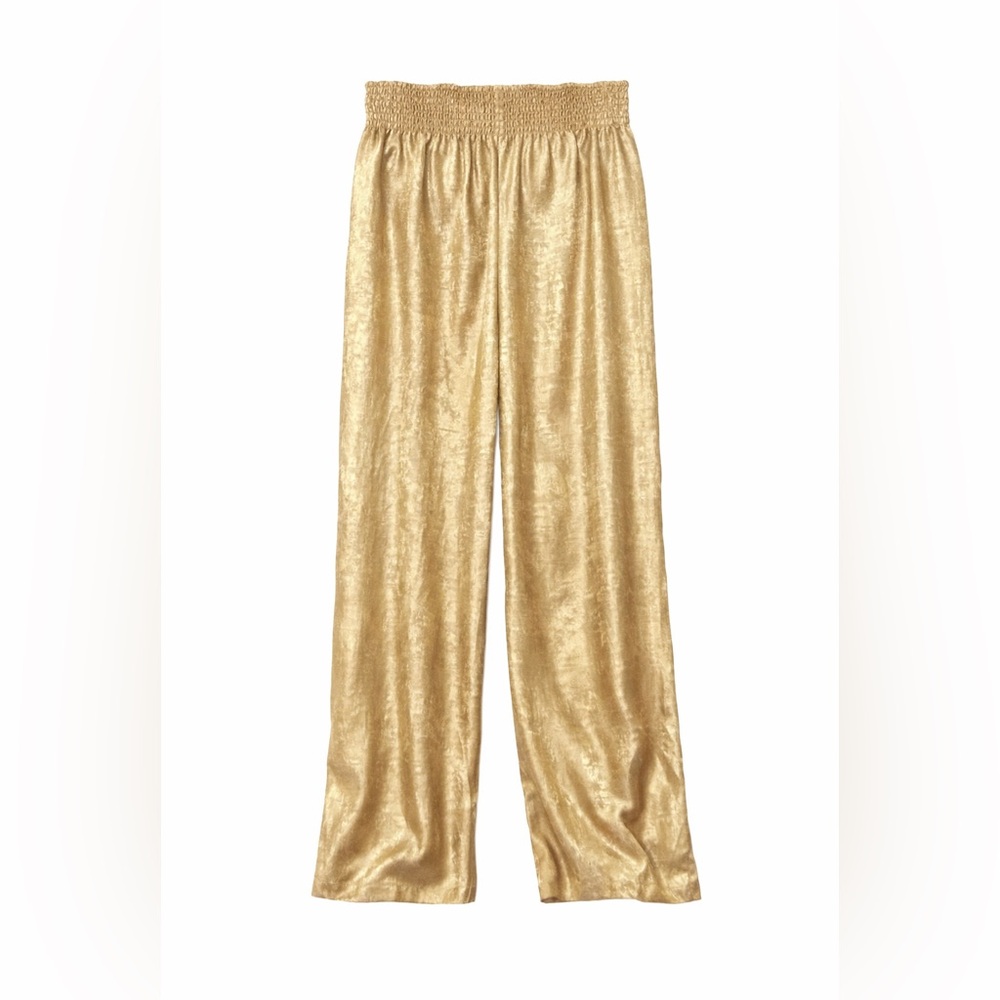 Small Vine and Love Elastic Smocked Waist Band With Pocket Foil Pants